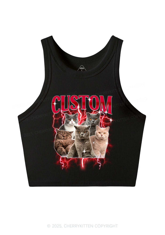 Custom Collage Pet Photo Y2K Crop Tank Top Cherrykitten