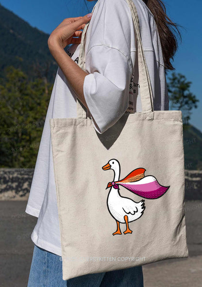 Lesbian Goose Pride Y2K Canvas Tote Bag Cherrykitten