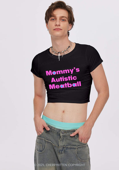 Mommys Autistic Meatball Y2K Baby Tee Cherrykitten
