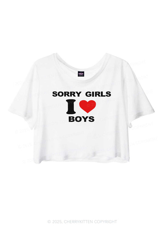 Sorry Girls I Love Boys Pride Y2K Sheer Crop Tee Cherrykitten