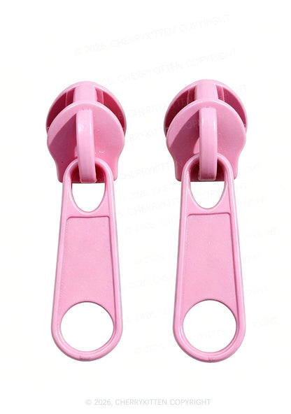 Metal Zipper Y2K Earrings Cherrykitten