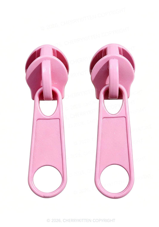 Metal Zipper Y2K Earrings Cherrykitten