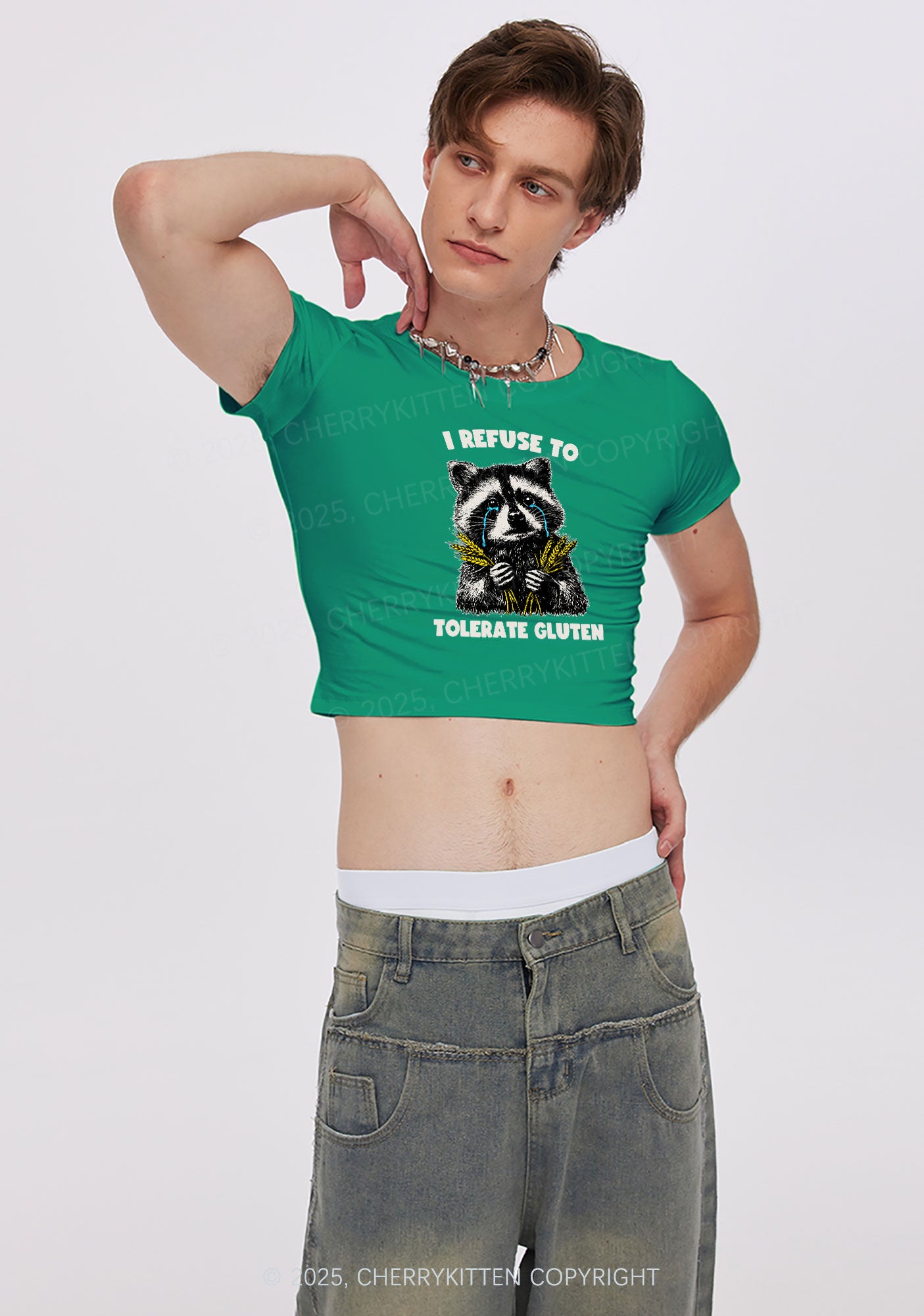 Refuse To Tolerate Gluten Y2K Baby Tee Cherrykitten
