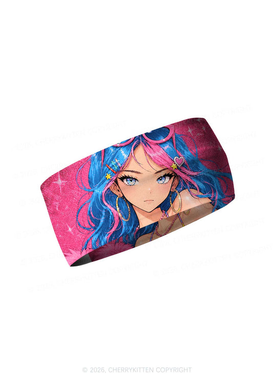 Kawaii Manga Girl Y2K Print Headband Cherrykitten