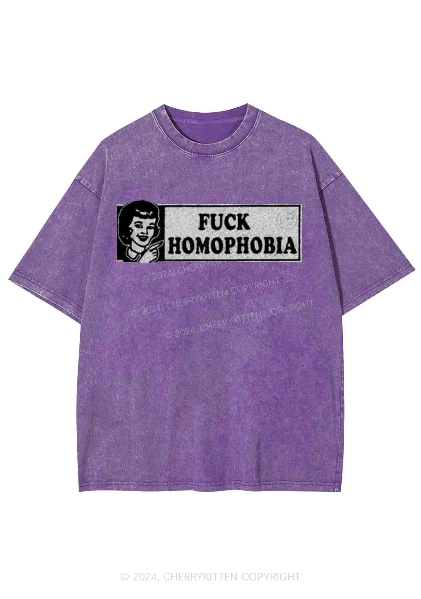 Fxxk Homophobia Y2K Washed Tee Cherrykitten
