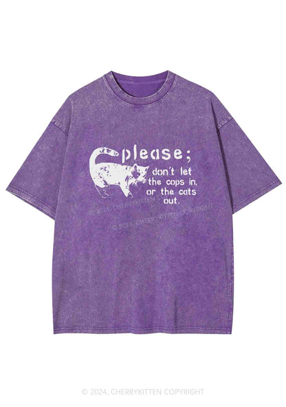 Please Don't Let The Cops In Y2K Washed Tee Cherrykitten