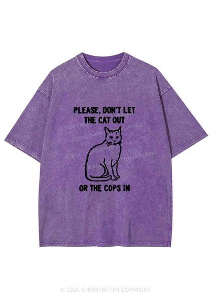 Don't Let The Cat Out Y2K Washed Tee Cherrykitten