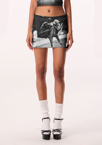 Halloween Lollipop Bat Y2K Print Mini Skirt Cherrykitten