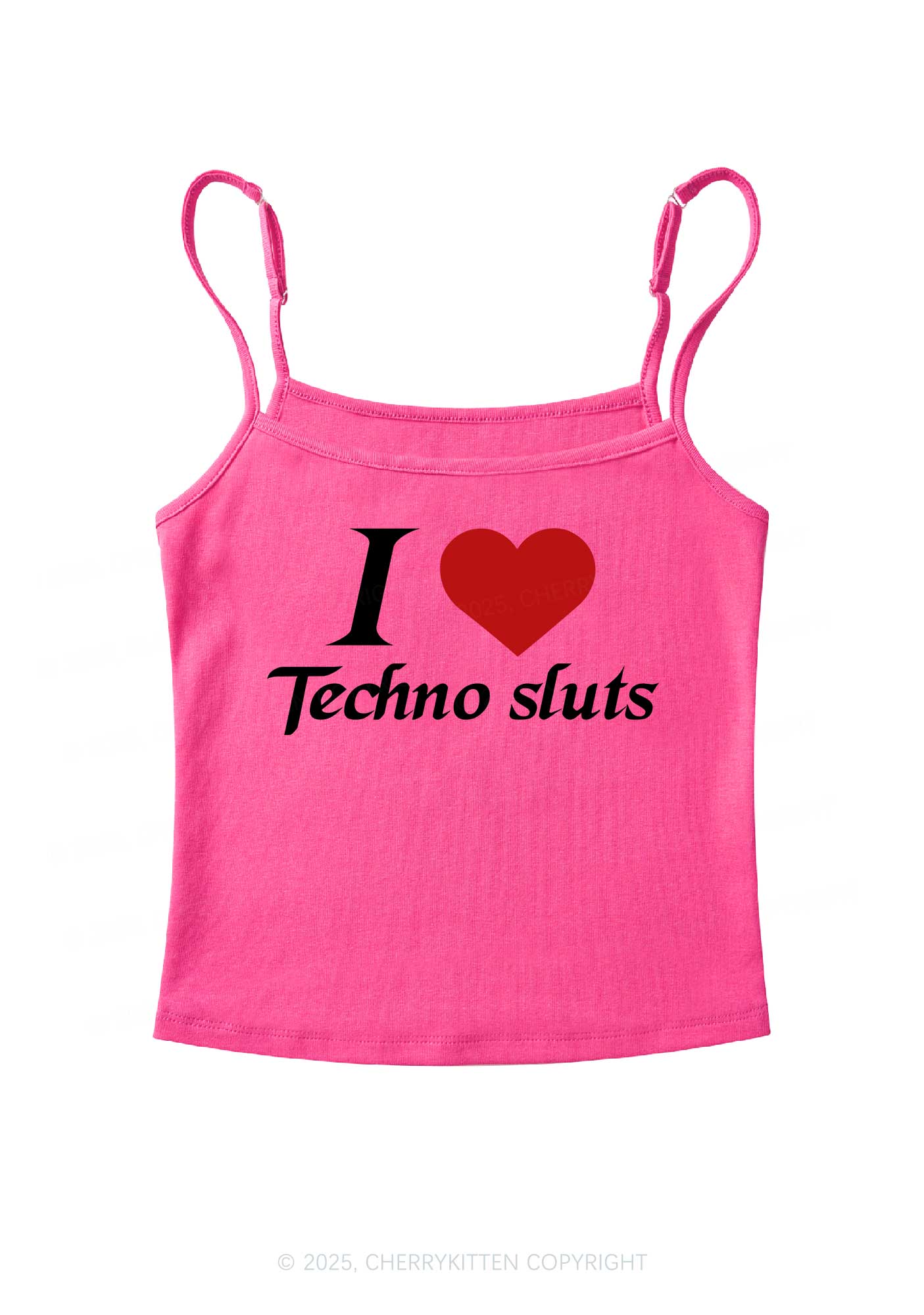 I Love Techno Slxts Y2K Spaghetti Strap Cami Cherrykitten