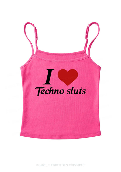 I Love Techno Slxts Y2K Spaghetti Strap Cami Cherrykitten