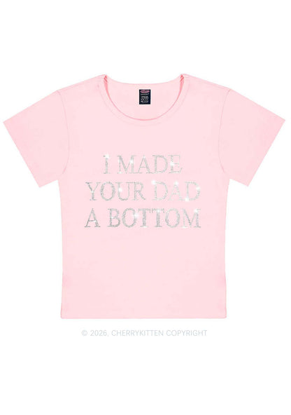 Rhinestone Made Your Dad A Bottom Pride Y2K Baby Tee Cherrykitten