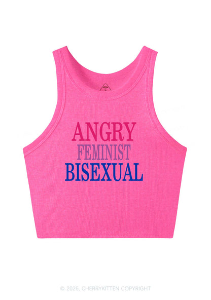 Angry Feminist Bisexual Pride Y2K Crop Tank Top Cherrykitten