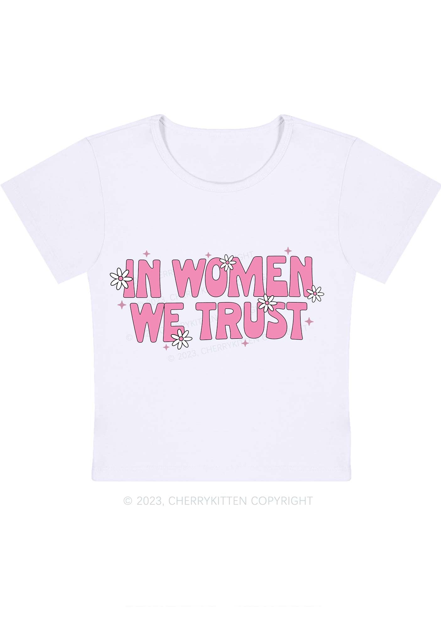 Curvy In Women We Trust White Daisy Baby Tee Cherrykitten