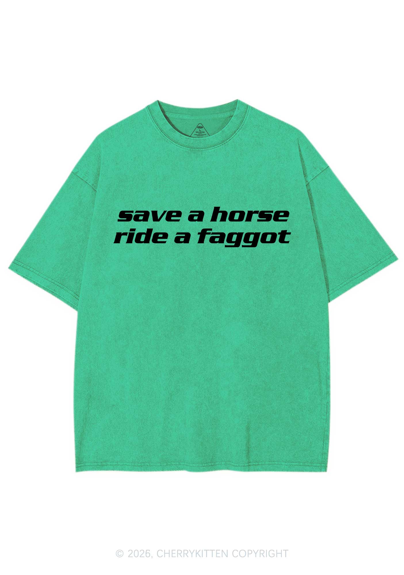 Save Horse Ride Faggot Pride Y2K Shirts Washed Tee Cherrykitten