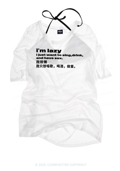 Im Lazy Y2K Sheer Boyfriend Tee Cherrykitten