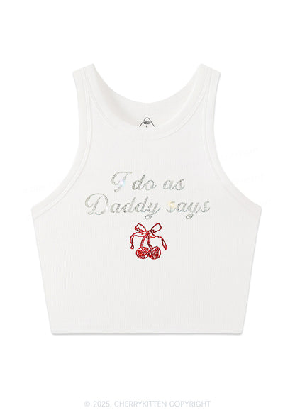 Rhinestone I Do As Daddy Says Y2K Crop Tank Top Cherrykitten