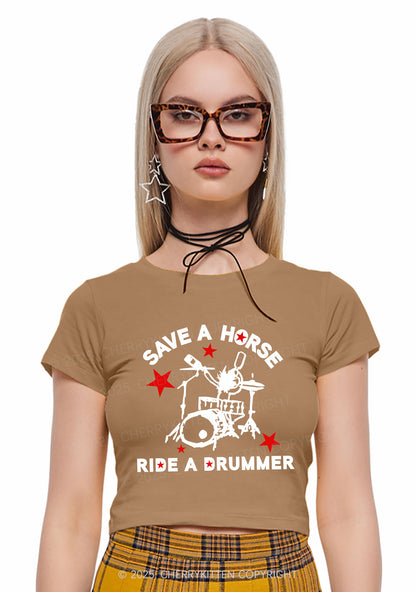Save Horse Ride Drummer Y2K Baby Tee Cherrykitten