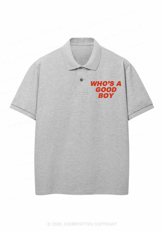 Embroidered Whos A Good Boy Y2K Polo Shirts Cherrykitten