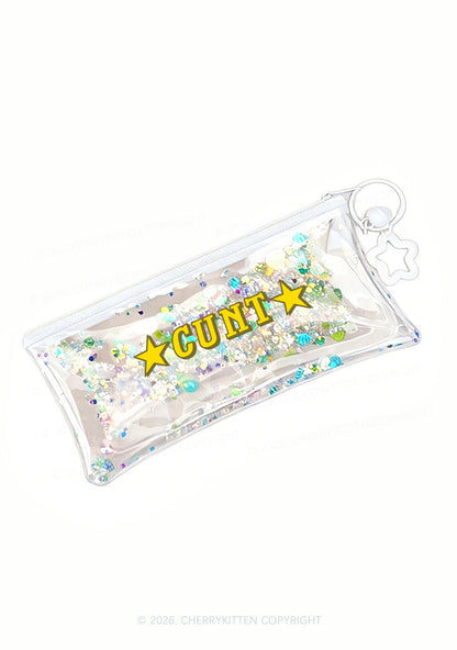 Star Count Y2K Quicksand Transparent Pencil Pouch Cherrykitten