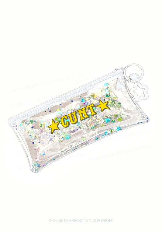 Star Count Y2K Quicksand Transparent Pencil Pouch Cherrykitten