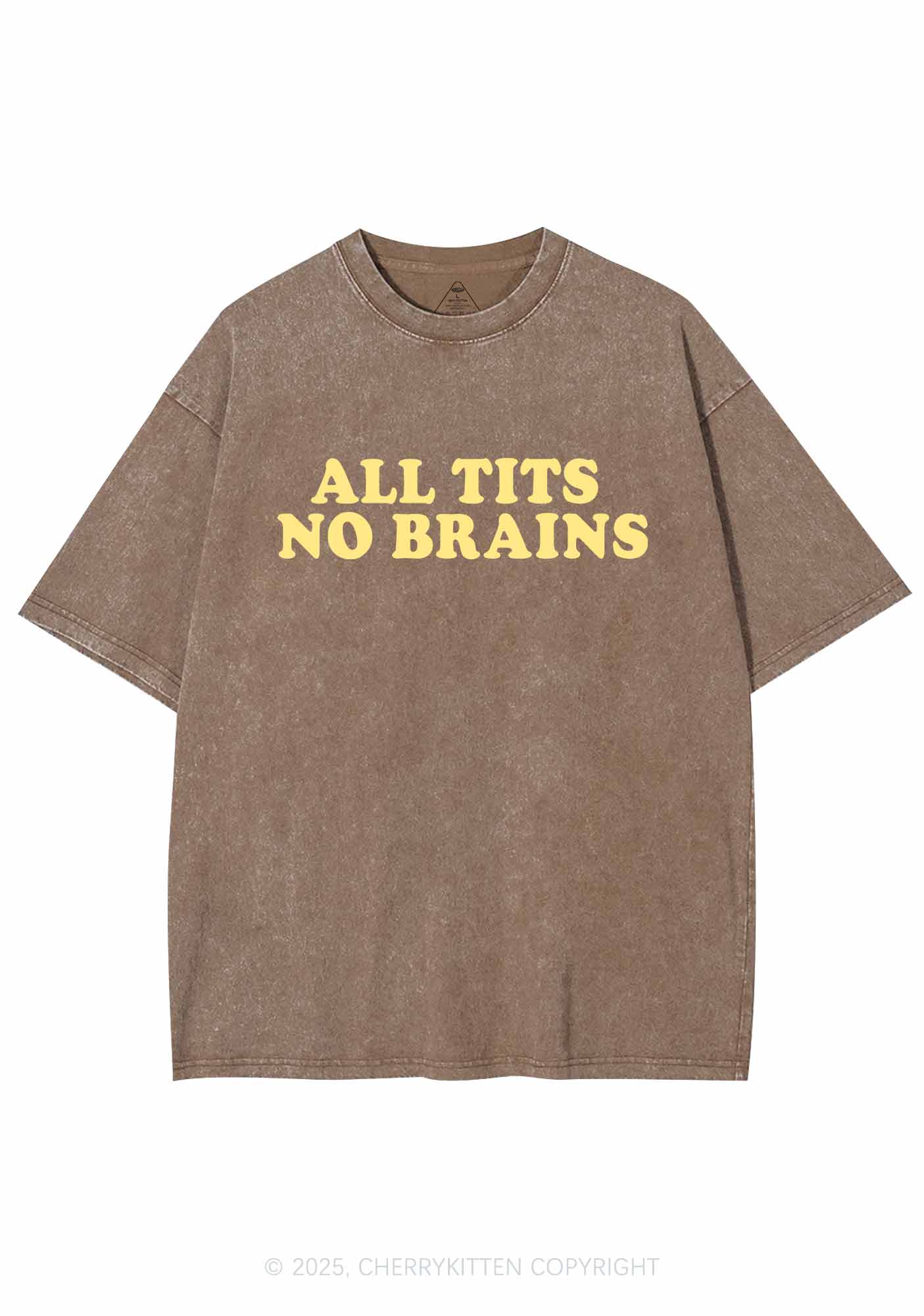 All Txts No Brains Y2K Shirts Washed Tee Cherrykitten