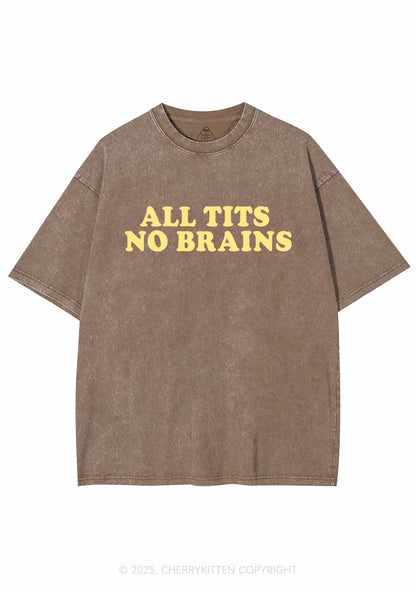 All Txts No Brains Y2K Shirts Washed Tee Cherrykitten