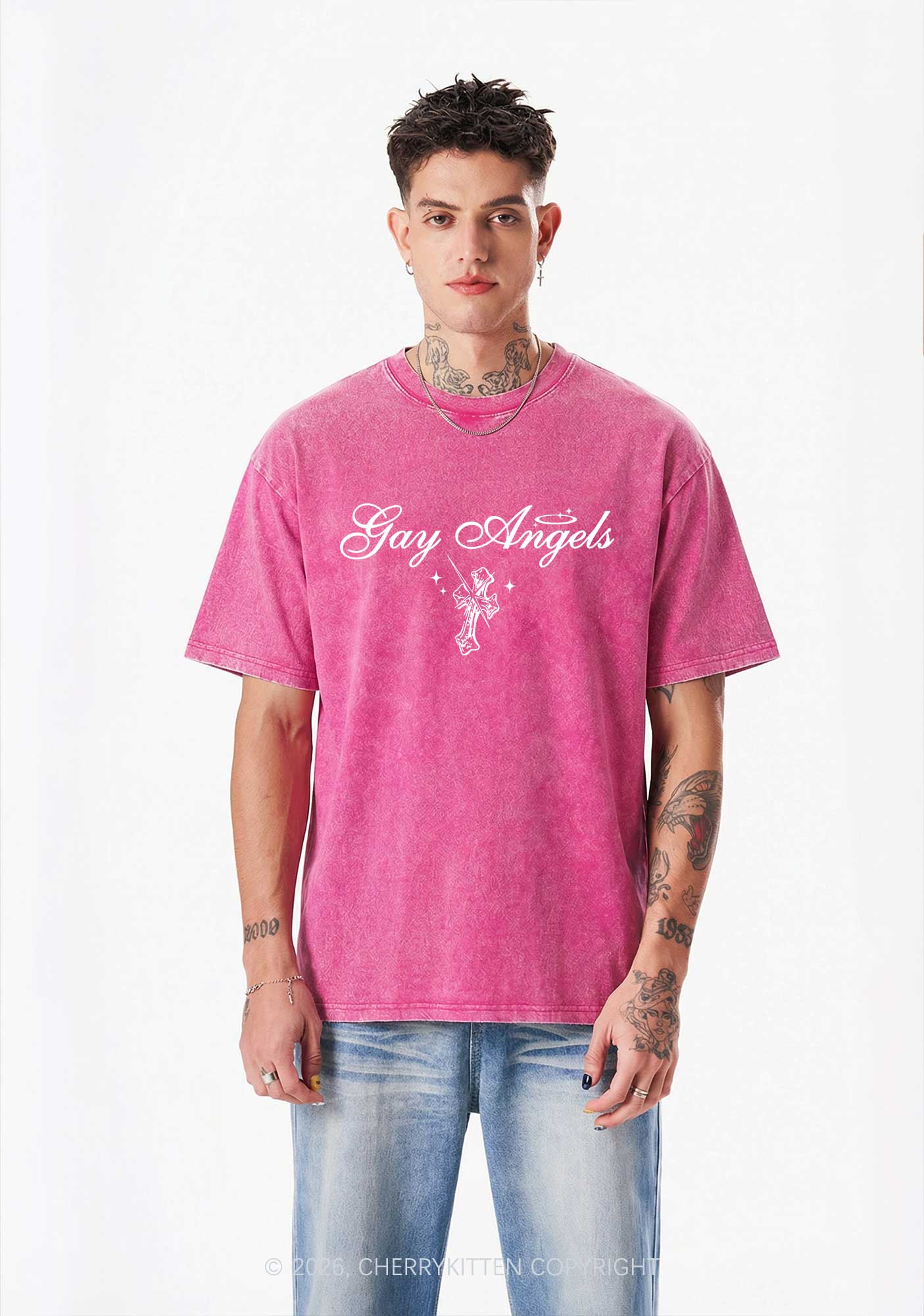 Gay Angels Pride Y2K Shirts Washed Tee Cherrykitten