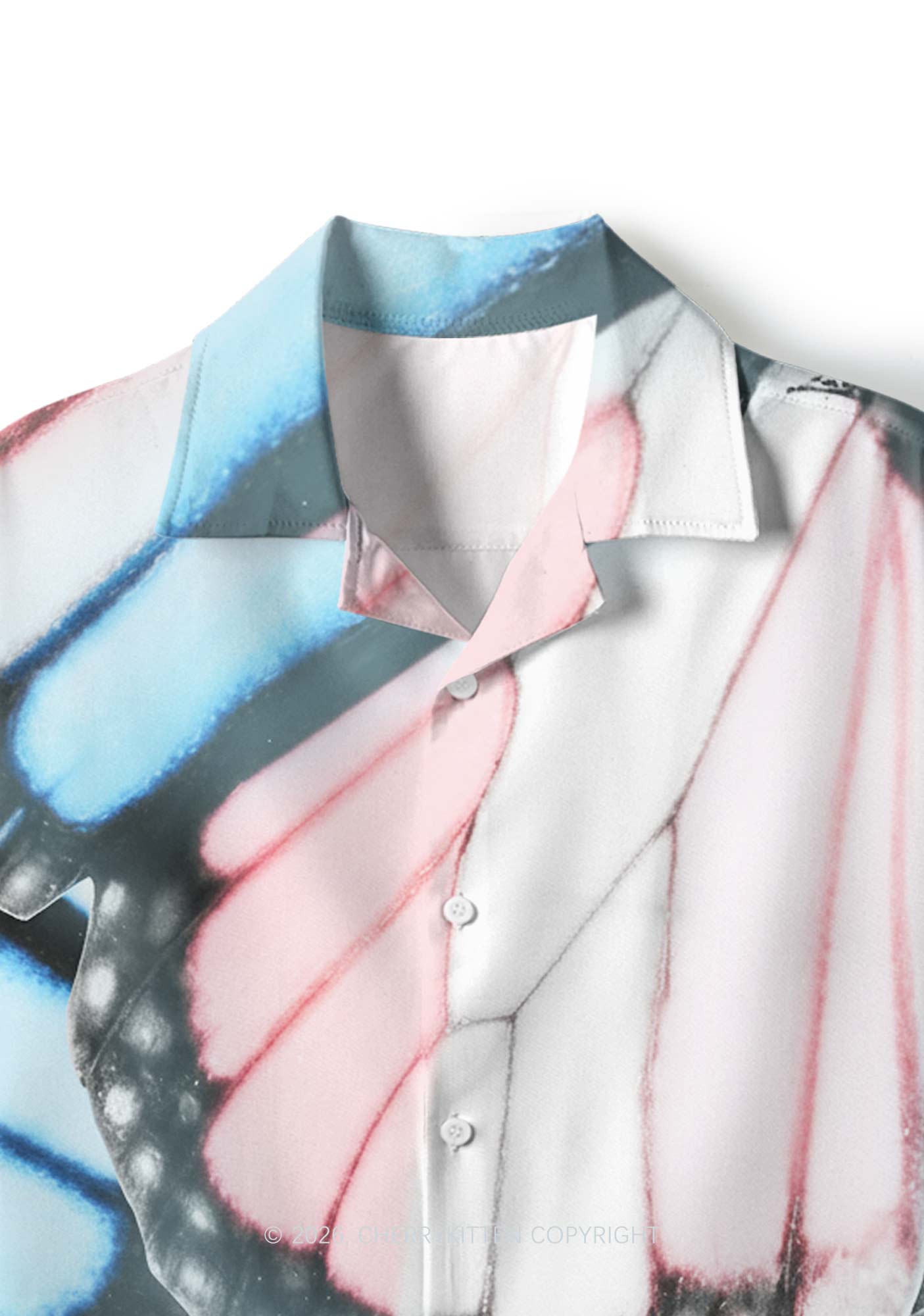 Trans Butterfly Wing Pride Y2K Print Hawaiian Shirt Cherrykitten