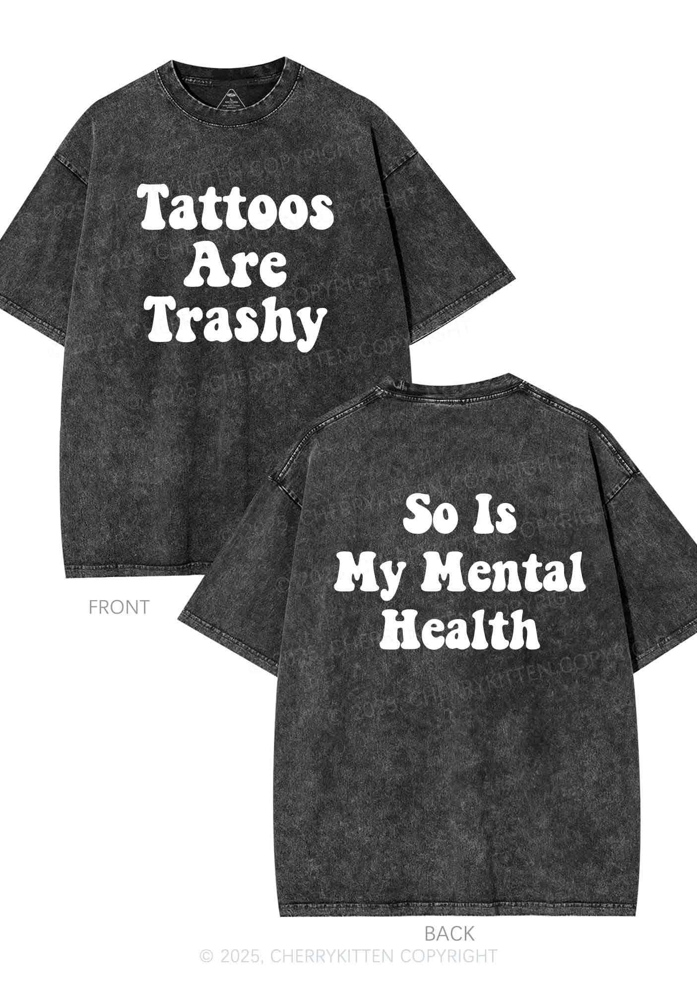 Tattoos Trashy Two Sides Y2K Shirts Washed Tee Cherrykitten