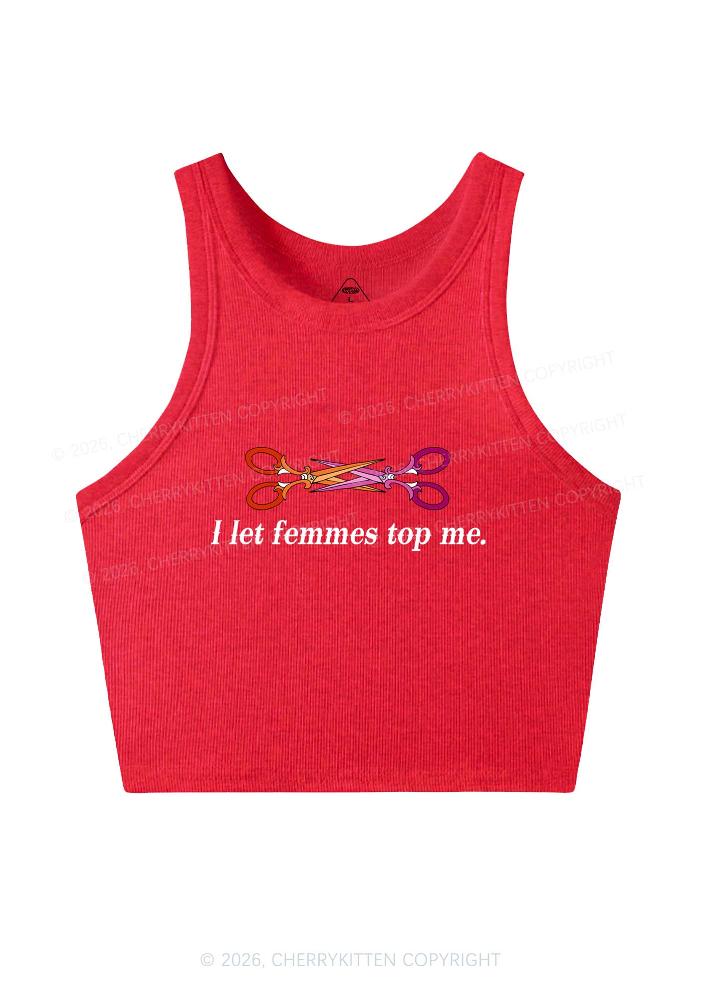 I Let Femmes Top Me Scissors Pride Y2K Crop Tank Top Cherrykitten