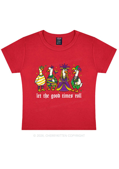 Let The Good Times Roll Y2K Baby Tee Cherrykitten