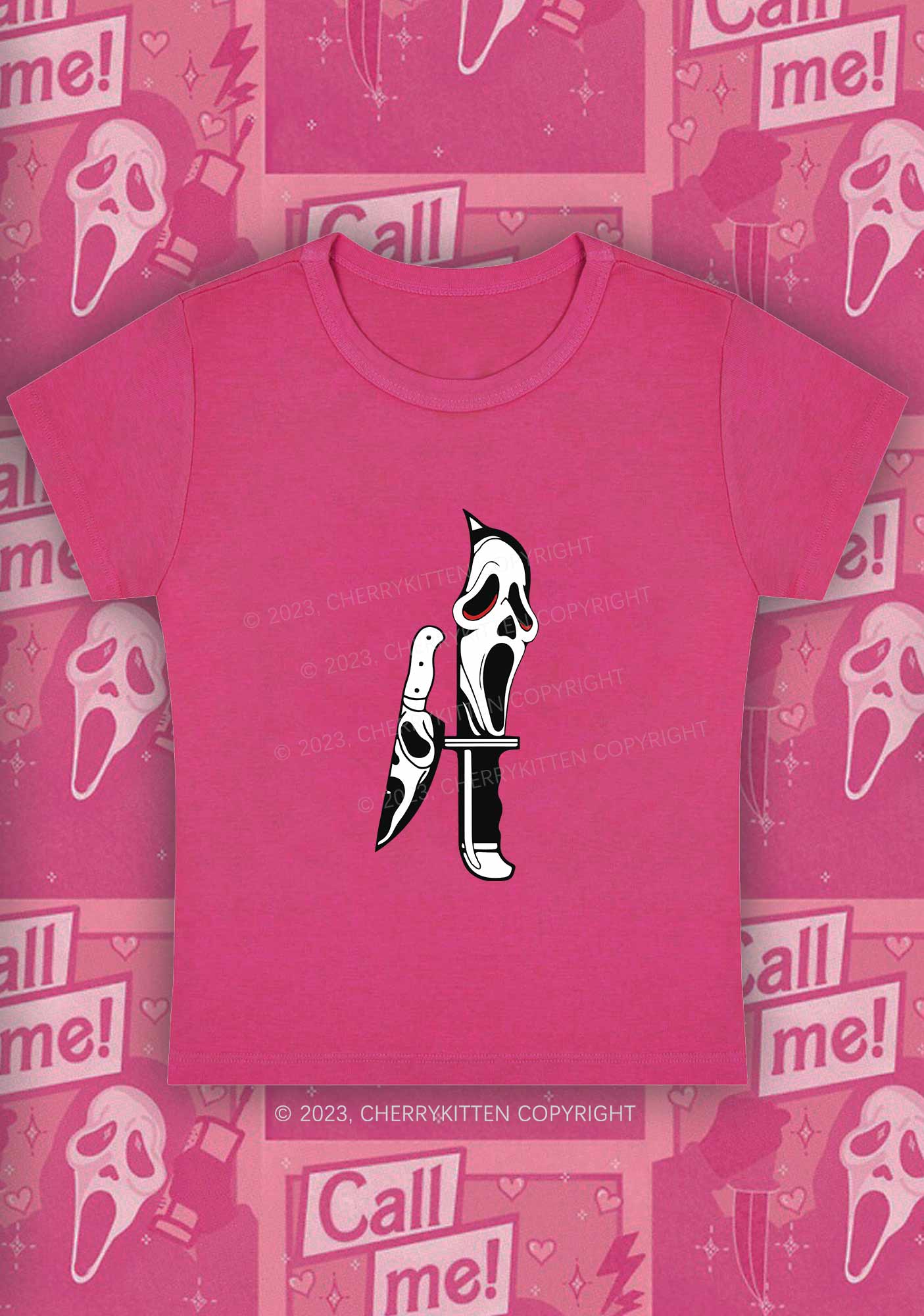 Halloween Skull Knife Y2K Baby Tee Cherrykitten
