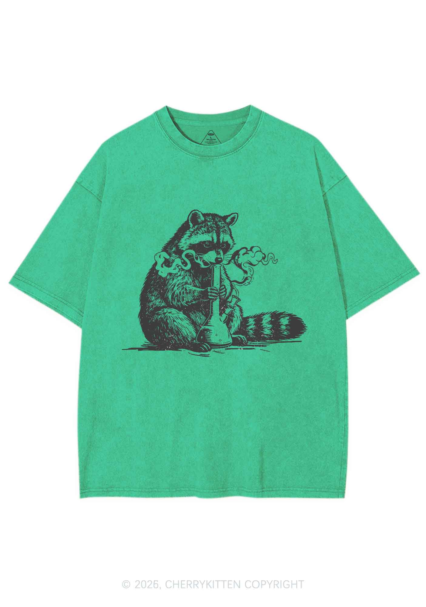 Stoned Raccoon Y2K Shirts Washed Tee Cherrykitten