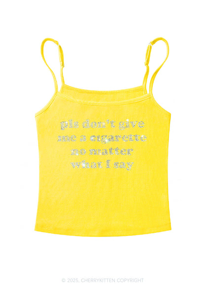 Rhinestone Dont Give Me Cigarette Y2K Spaghetti Strap Cami Cherrykitten