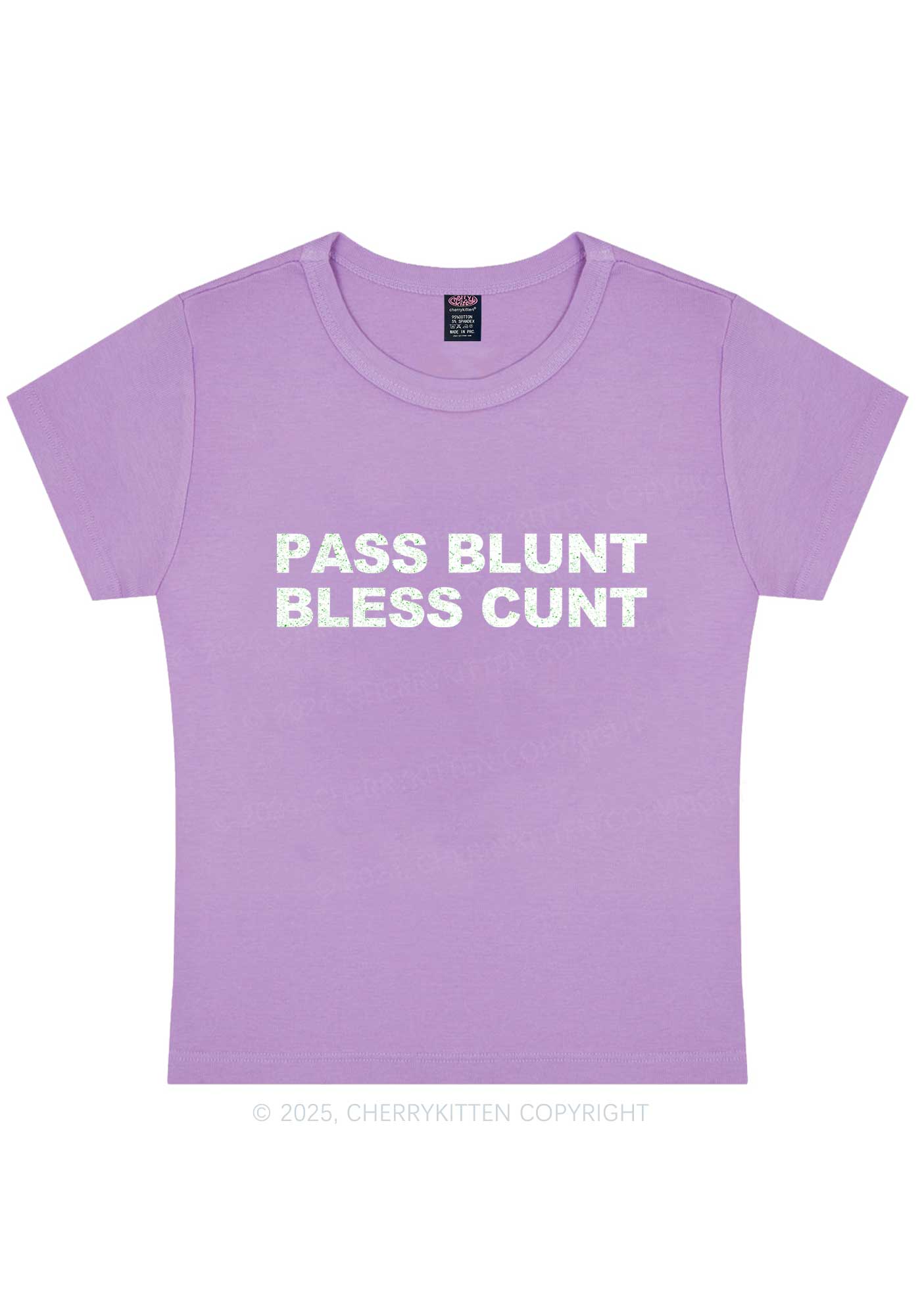 Pass Blunt Bless Cxxt Y2K Baby Tee Cherrykitten