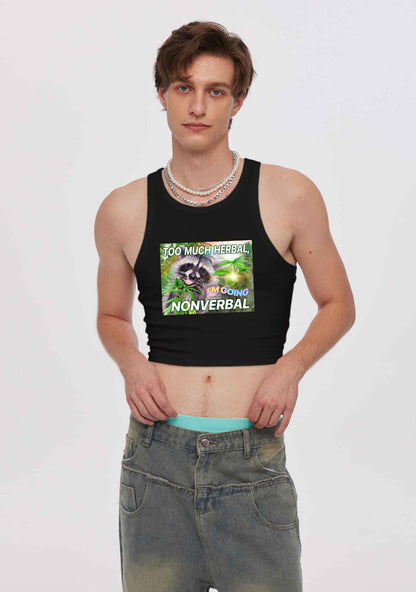Im Going Nonverbal Y2K Crop Tank Top Cherrykitten