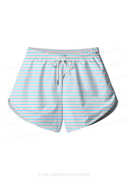 Trans Stripes Pride Y2K Print Men Beach Shorts Cherrykitten