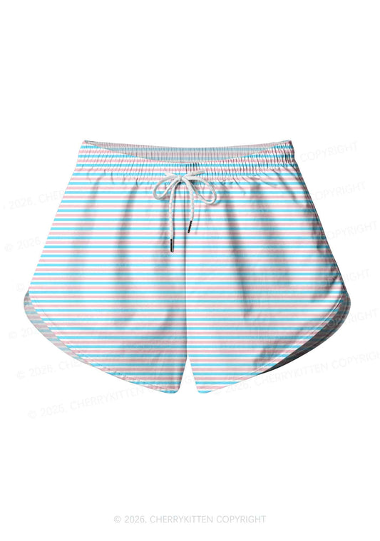 Trans Stripes Pride Y2K Print Men Beach Shorts Cherrykitten