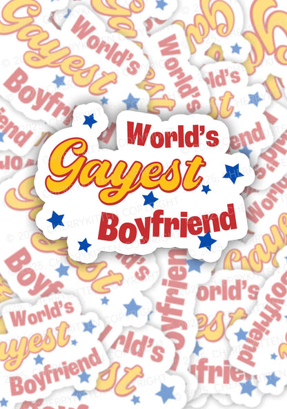 Worlds Gayest Boyfriend Pride 1Pc Y2K Sticker Cherrykitten