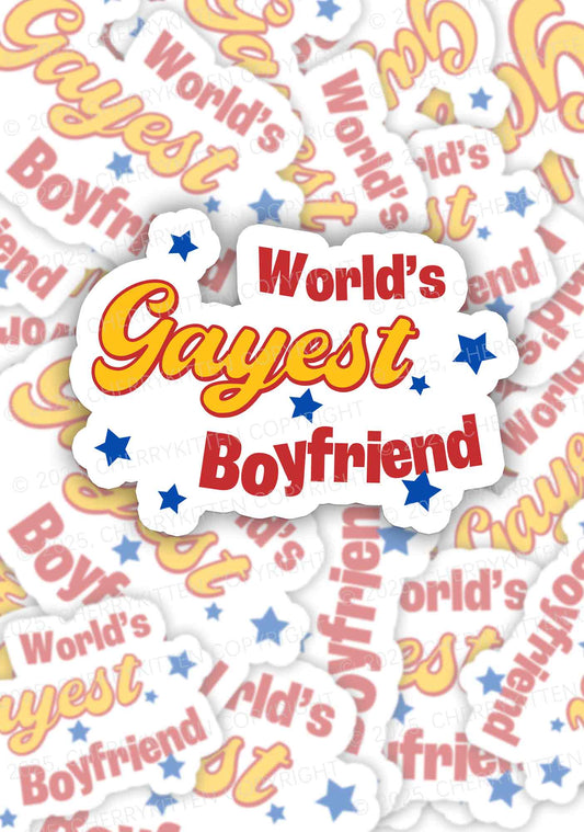 Worlds Gayest Boyfriend Pride 1Pc Y2K Sticker Cherrykitten