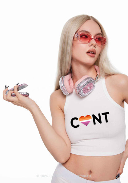 Lesbian Heart Cxxt Pride Y2K Crop Tank Top Cherrykitten
