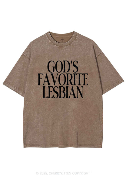 Gods Favorite Lesbian Pride Y2K Shirts Washed Tee Cherrykitten