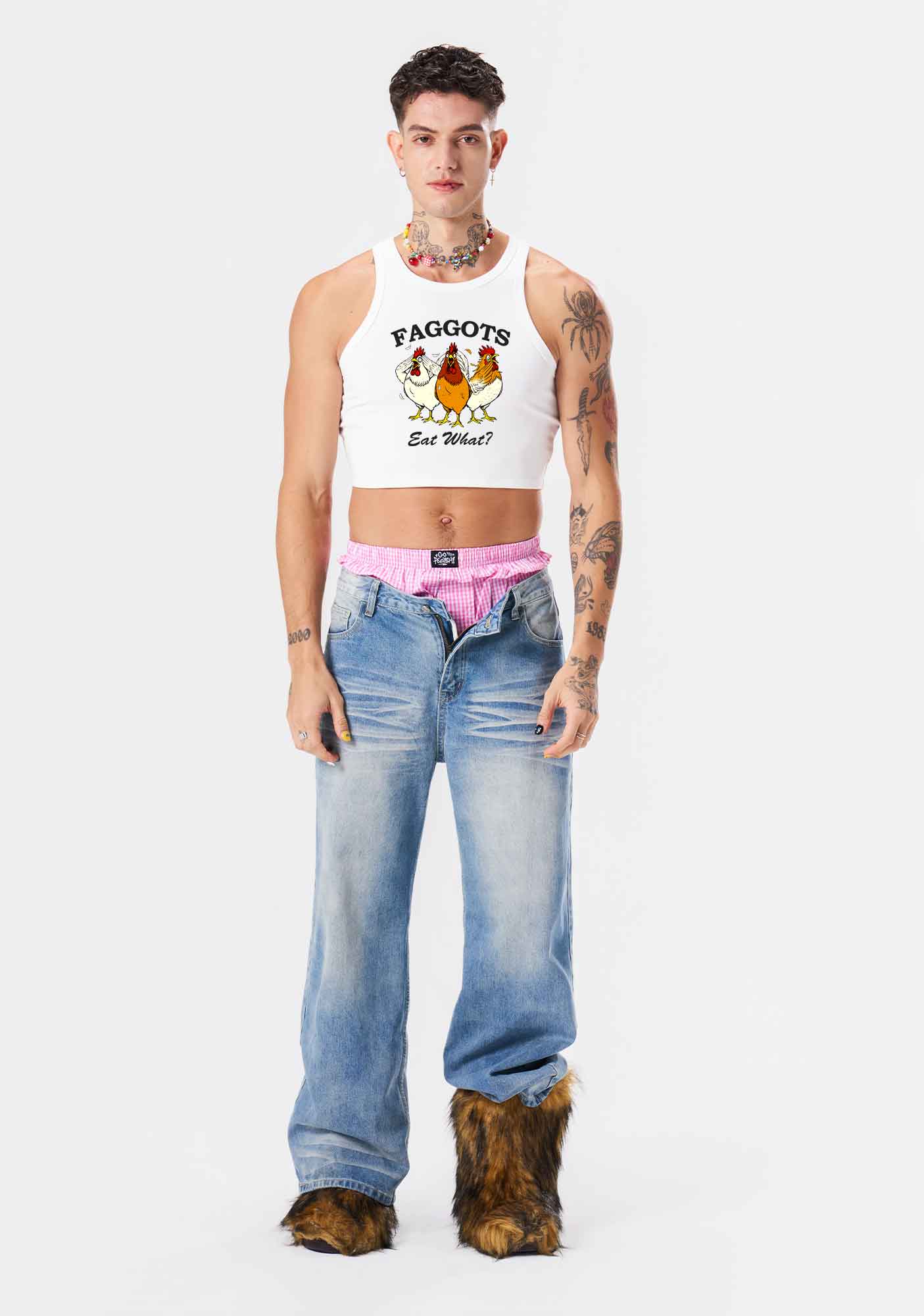 Faggots Eat What Pride Y2K Crop Tank Top Cherrykitten