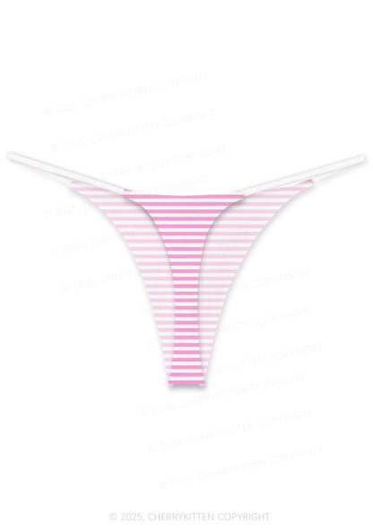 Pink White Stripe Valentine's Day Y2K Print Couples Thong Set Cherrykitten