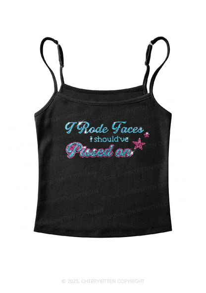 Rhinestone I Rode Faces Y2K Spaghetti Strap Cami Cherrykitten