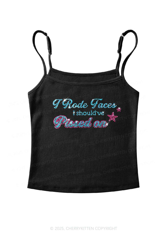 Rhinestone I Rode Faces Y2K Spaghetti Strap Cami Cherrykitten