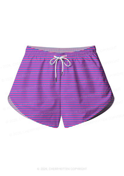 Bisexual Stripes Pride Y2K Print Men Beach Shorts Cherrykitten