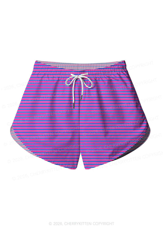 Bisexual Stripes Pride Y2K Print Men Beach Shorts Cherrykitten