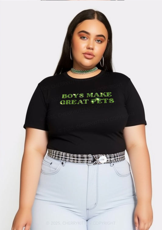 Curvy Rhinestone Boys Make Gr8 Pets Y2K Baby Tee Cherrykitten