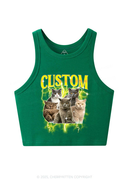 Custom Collage Pet Photo Y2K Crop Tank Top Cherrykitten